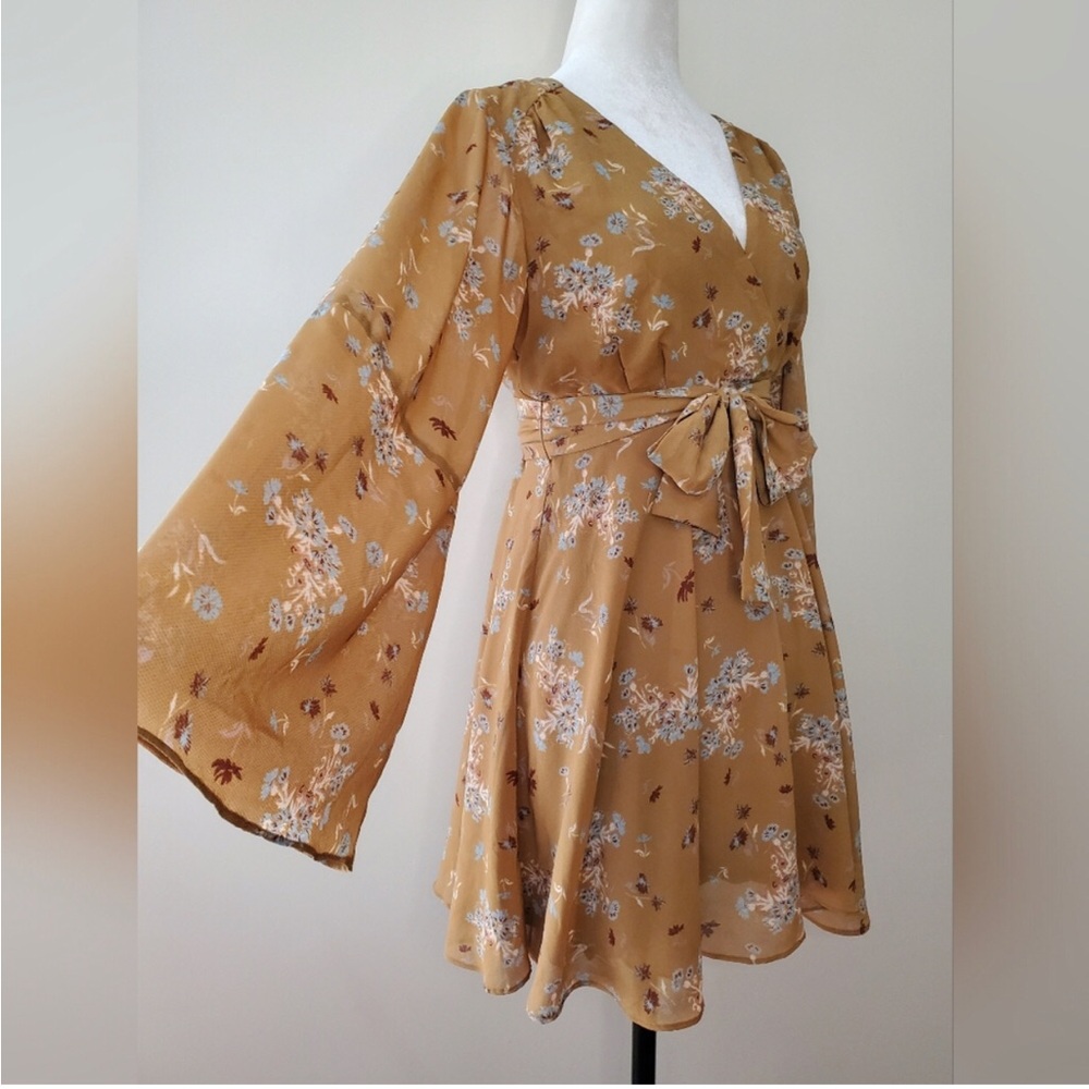 Free People Lilou Dress Toffee Combo Long sleeve cocktail dress - Picture 6 of 11